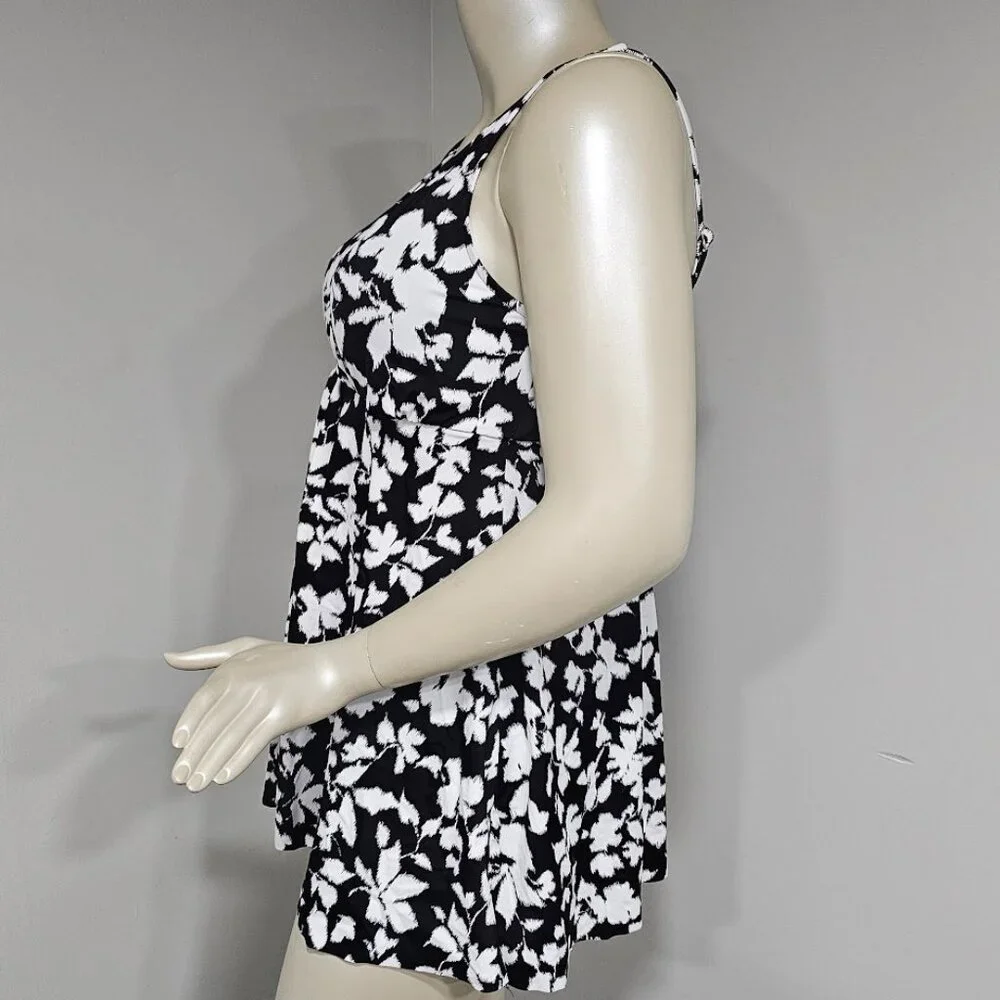Swim Solutions Fly Away Tummy Control One-Piece Swimsuit Swimdress - Picture 3 of 13